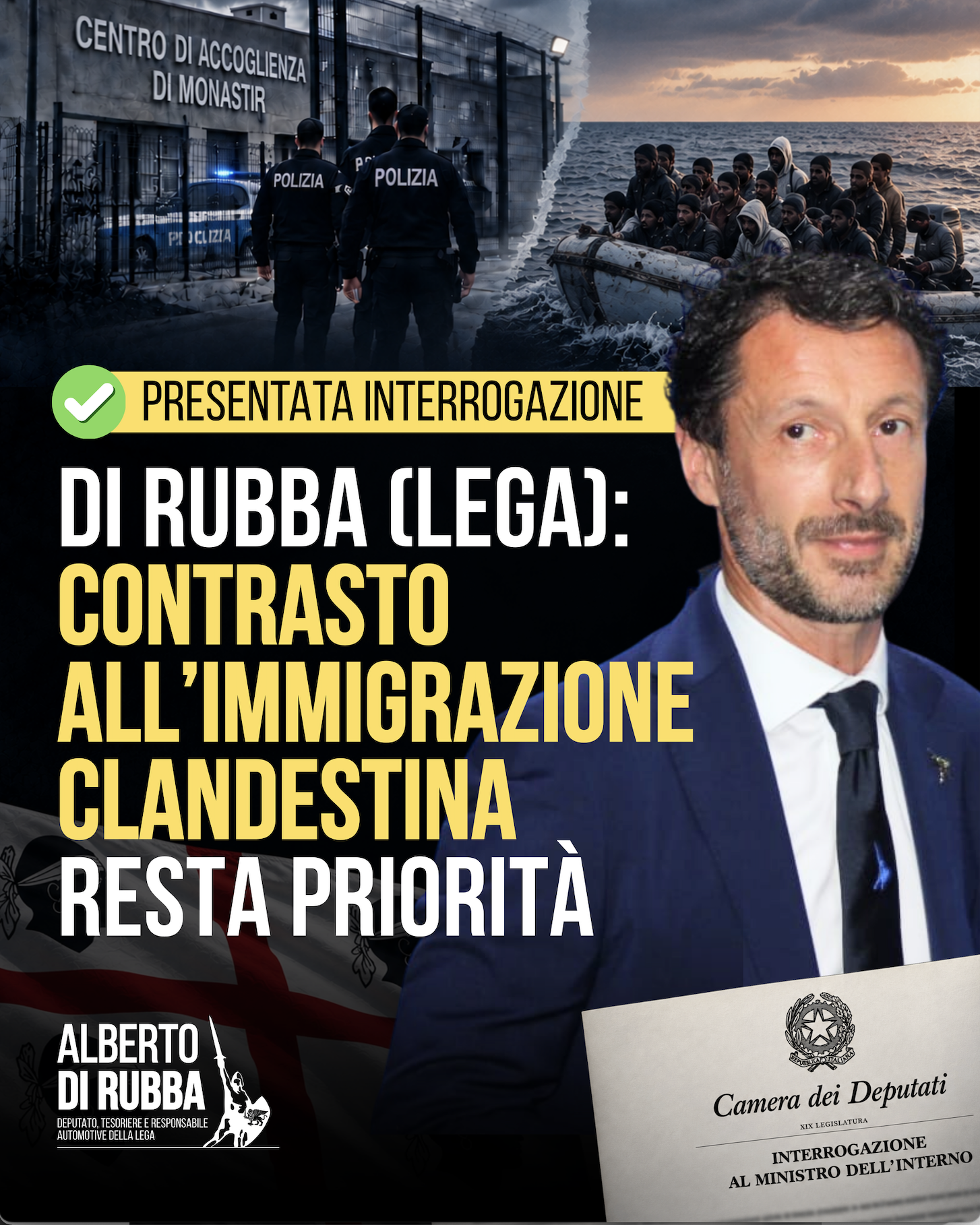 Migranti, Di Rubba (Lega): “Aumento dei flussi in Sardegna, interrogazione a Piantedosi. Contrasto all’immigrazione clandestina resta priorità