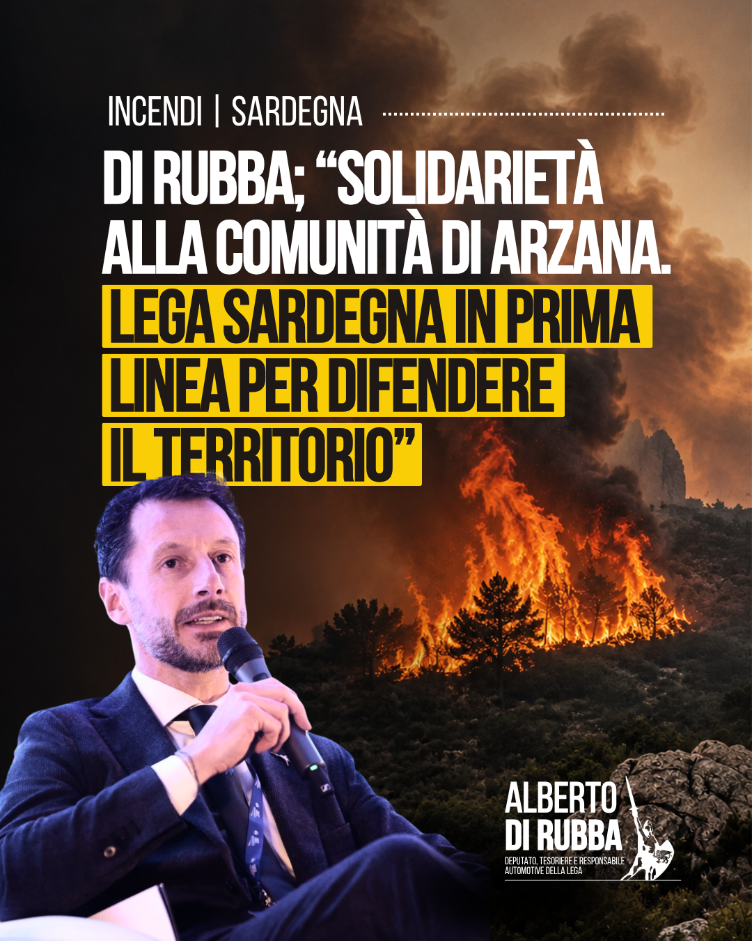 Incendi, Di Rubba (Lega): “Solidarietà alla comunità di Arzana. Lega Sardegna in prima linea per difendere il territorio”