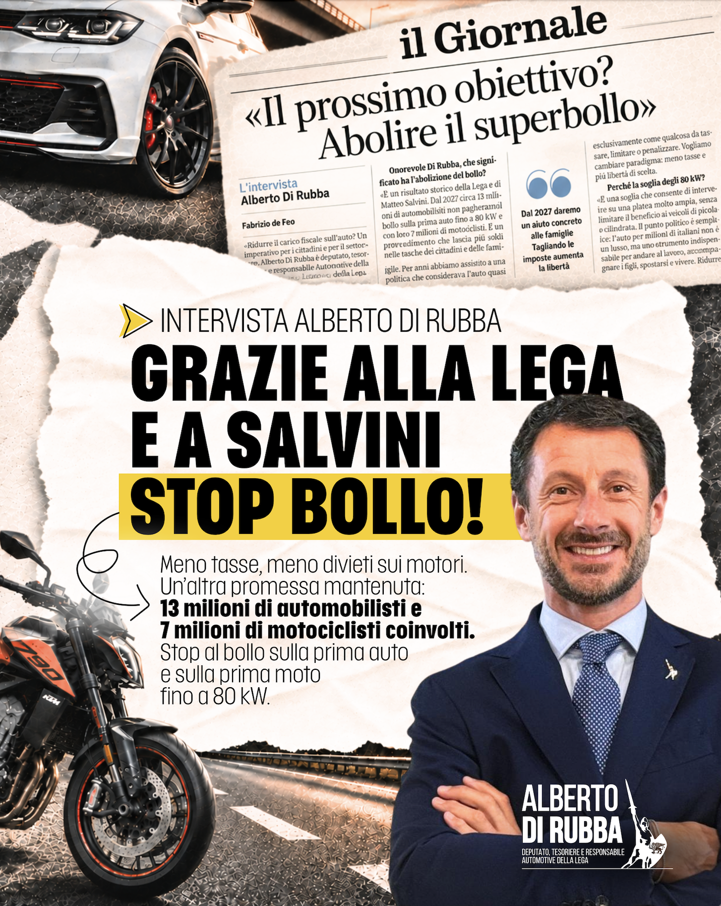 Di Rubba a Il Giornale: «Il prossimo obiettivo? Abolire il superbollo»