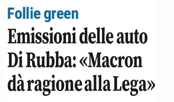 Il Tempo | Emissioni delle auto Alberto Di Rubba: «Macron dà ragione alla Lega»